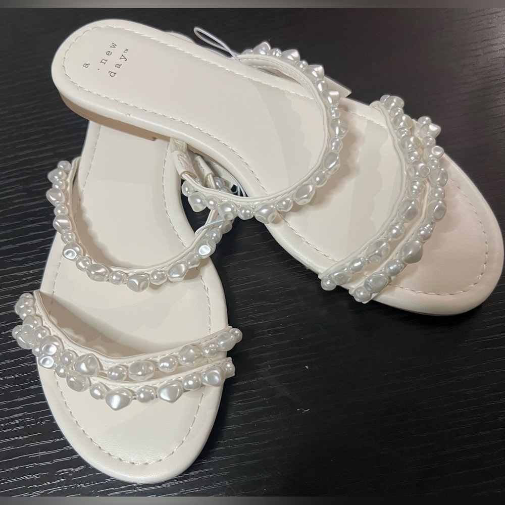 A New Day Women's Strappy Sandals Slip-On Ivory Size 6 1/2